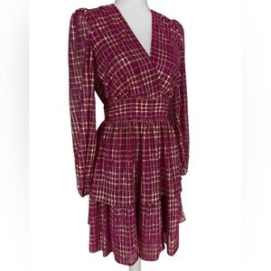 LUSH / Pink & Metallic Gold Ruffle Dress / Small (Estimated)